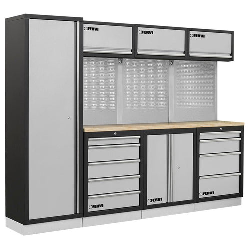 Fervi A007D Arredamento Modulare Officina 2640x498x2000H mm - Piano In Legno