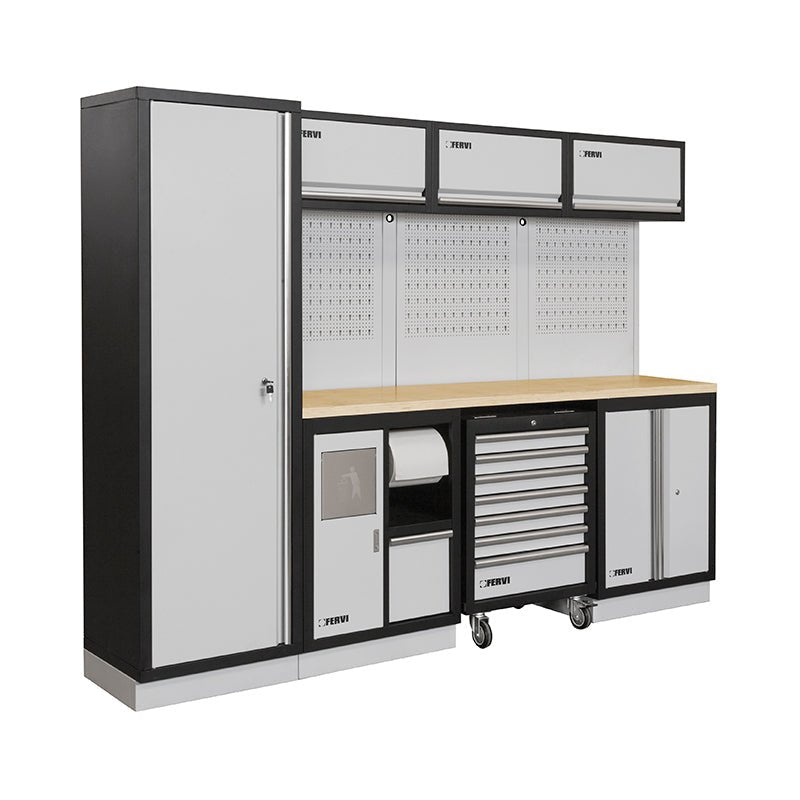 Fervi A007E Arredamento Modulare Officina 2640x498x2000H mm - Piano In Legno - bricobox