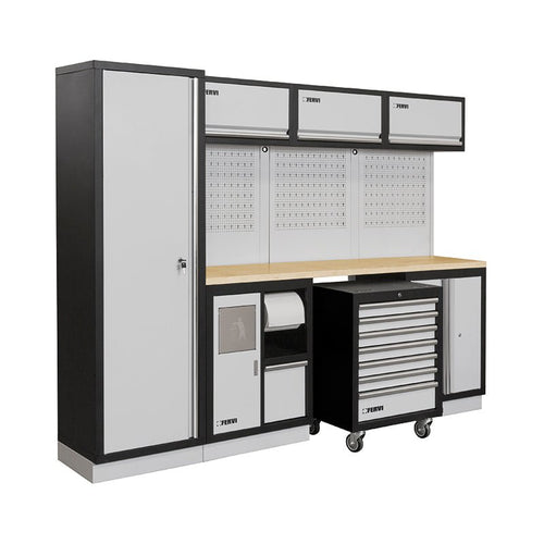 Fervi A007E Arredamento Modulare Officina 2640x498x2000H mm - Piano In Legno