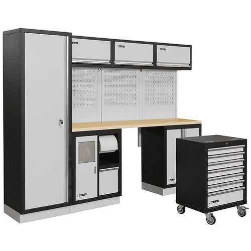Fervi A007E Arredamento Modulare Officina 2640x498x2000H mm - Piano In Legno - bricobox