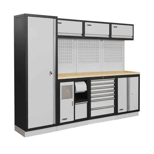 Fervi A007G Arredamento Modulare Officina 2640x498x2000H mm - Piano In Legno