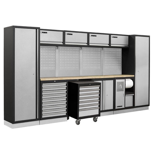 Fervi A007P Arredamento Modulare Officina 3920x498x2000H mm - Piani In Legno