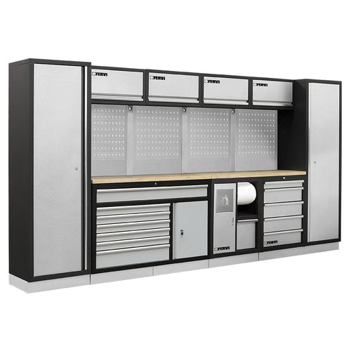 Fervi A007V Arredamento Modulare Officina 3920x498x2000H mm - Piani In Legno